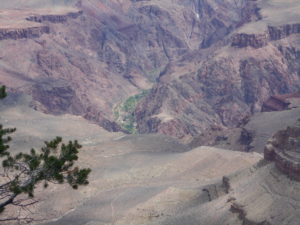 Camera's max zoom, looking down at Phantom Ranch from Mather Point