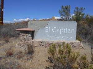 El Capitan Open Space Preserve sign at Trailhead (taken at end of my hike)