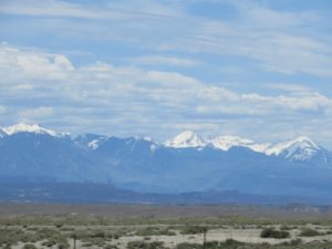 Snow Capped Mountains as we entered Colorado ; Picture taken by Dad!