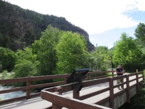 My parents enjoying themselves on the bridge over Grizzly Creek in Glenwood Canyon